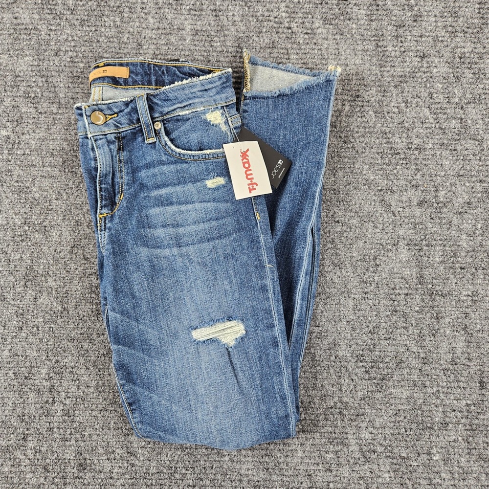 Joe's Jeans The Blondie Skinny Ankle WM 26 Blue Distressed Raw Step Hem Denim 2